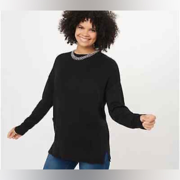 Isaac Mizrahi Live! Cashmere A-Line Crew Neck Pullover Sweater - Picture 2 of 9